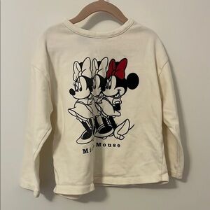 Zara Disney Cream Long Sleeve Shirt with Minnie Mouse